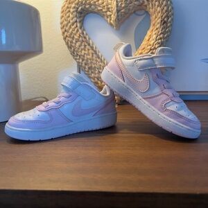 Nike Court Boroug Low Kids' Pink and White Sneakers Size 9